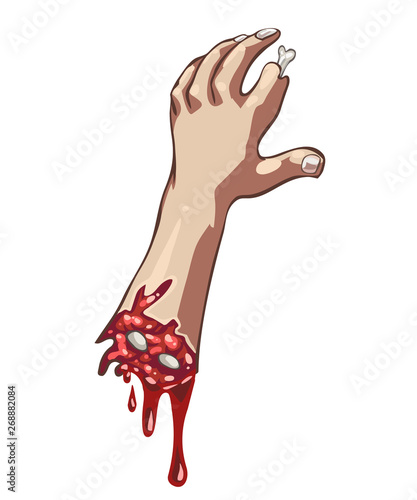Cartoon vector severed bleeding arm