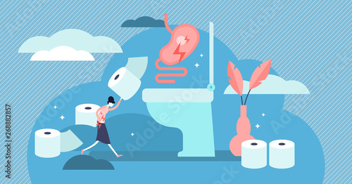 Diarrhea vector illustration. Flat tiny stomach problems persons concept.
