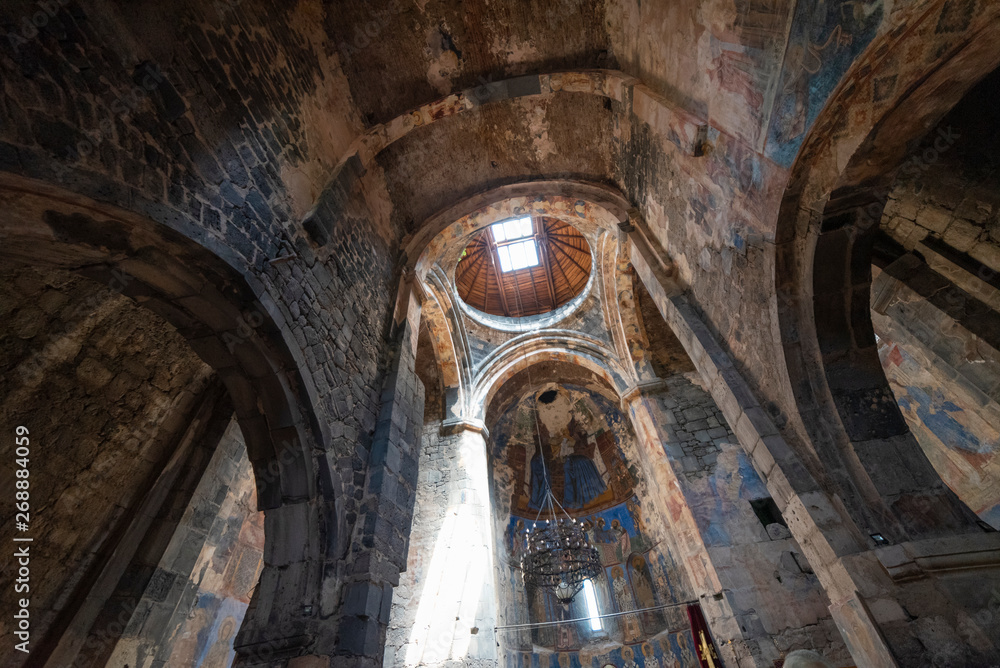 Old Armenian church interior. Armenia, Lori village.