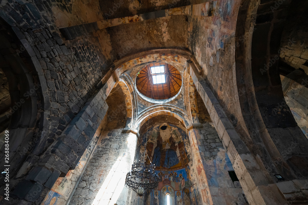 Old Armenian church interior. Armenia, Lori village.