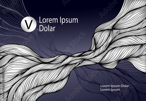 Abstract Background or template flyer banner or visit card with Wave or Smoke or folds in silver black 