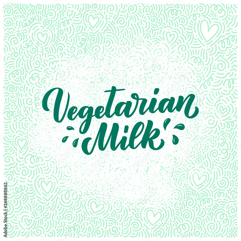 Almond milk lettering for banner, logo and packaging design. Organic nutrition healthy food. Phrase about dairy product. Vector