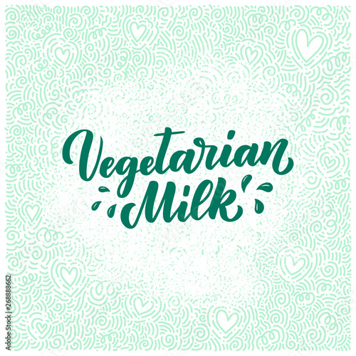 Almond milk lettering for banner  logo and packaging design. Organic nutrition healthy food. Phrase about dairy product. Vector