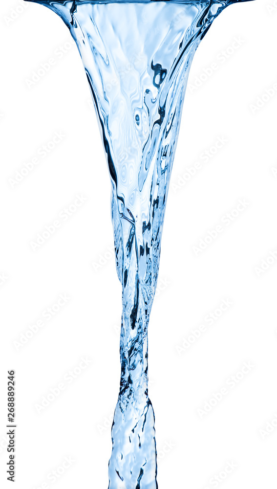 flowing water on an isolated white background flowing water on an isolated white background