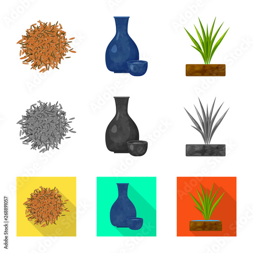 Vector design of crop and ecological symbol. Set of crop and cooking vector icon for stock.