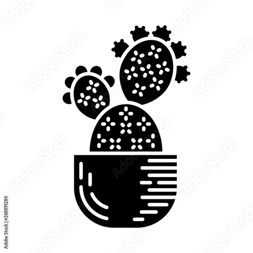 Prickly pear cactus in pot glyph icon