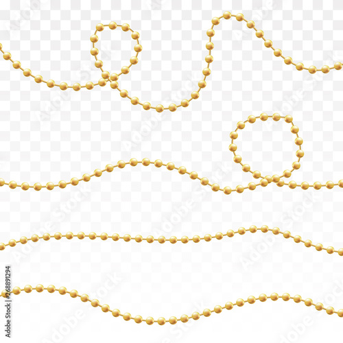 Gold mardi gras beads. Vector 
