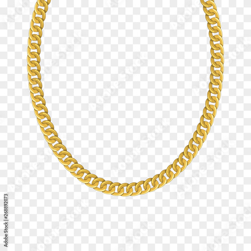 Photo Gold chain isolated. Vector necklace