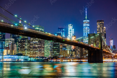 New York City - Manhattan and Brooklyn Bridge at night