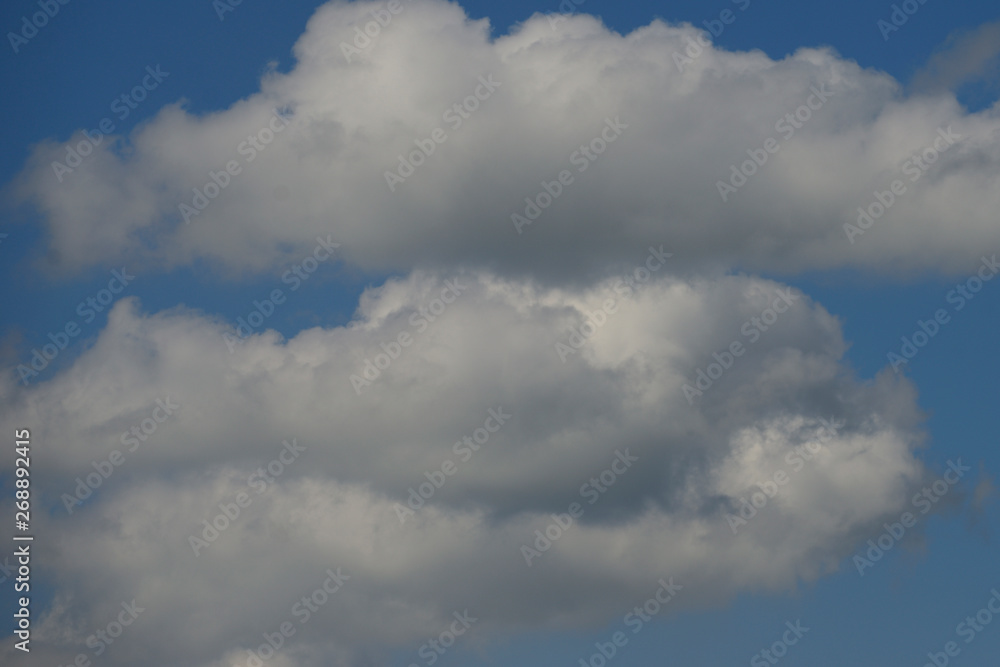 Cottony clouds, cumulus clouds, in a blue sky Cottony clouds, cumulus clouds, in a blue sky