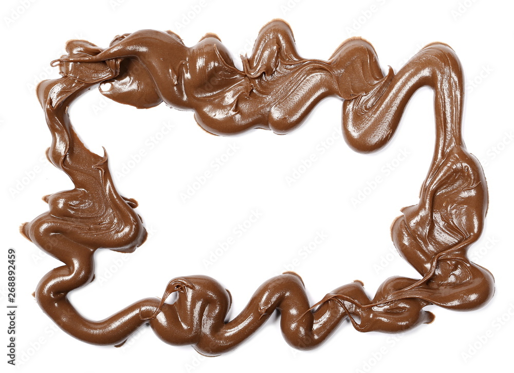 Frame cream chocolate isolated on white background, with clipping path, top view Frame cream chocolate isolated on white background, with clipping path, top view