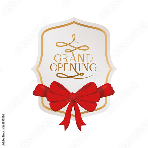 frame and ribbon with label grand opening