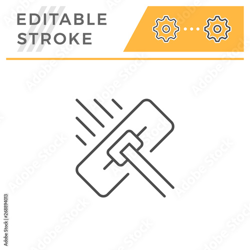 Mop cleaning editable stroke line icon