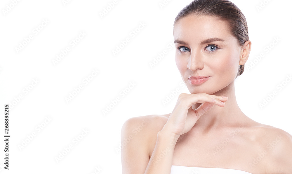 Beauty Young woman with perfect facial skin. Gestures for advertisement treatment spa and cosmetology. empty copy space. Beauty Young woman with perfect facial skin. Gestures for advertisement treatment spa and cosmetology. empty copy space.