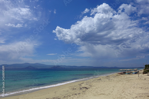 Fototapeta Naklejka Na Ścianę i Meble -  Photo from famous beach of Agia Anna with turquoise clear sea, Naxos island, Cyclades, Greece