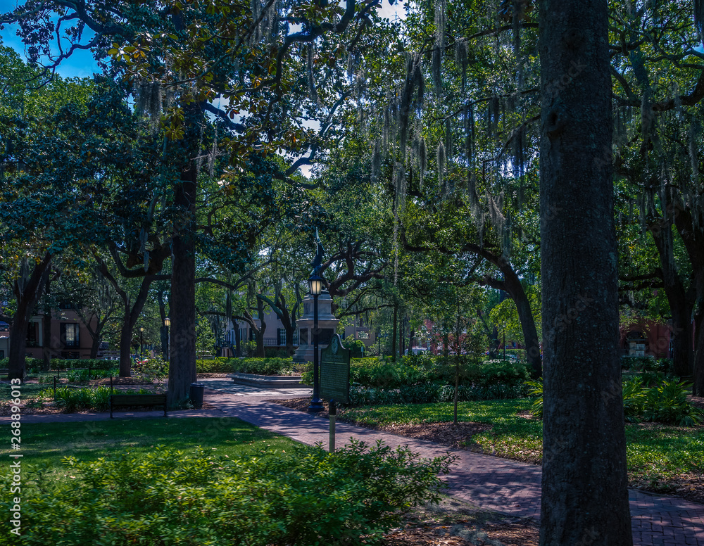 One of the many beautiful square parks in Savannah, Georgia