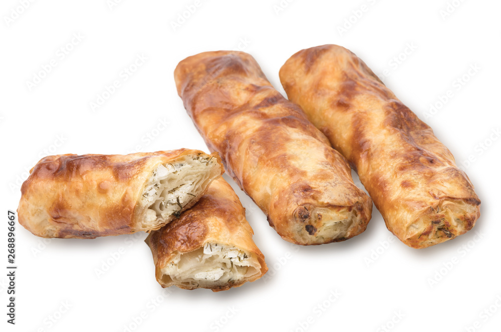 Baking from puff pastry, Vertuta or placinda with cottage cheese and cheese, served with sour cream. Baking from puff pastry, Vertuta or placinda with cottage cheese and cheese, served with sour cream.
