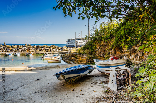 small port of Pessada beach. kefalonia greece