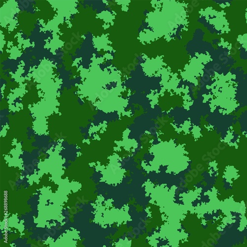 Fashion seamless pattern with forest, woods, landscape, camouflage colors