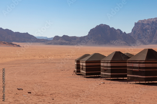 Bedouin's desert camp, Wadi Rum desert in Jordan, Middle East.