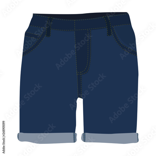 Woman shorts vector icon on a white background. Bermuda shorts illustration isolated on white. Female clothing realistic style design, designed for web and app. Eps 10.