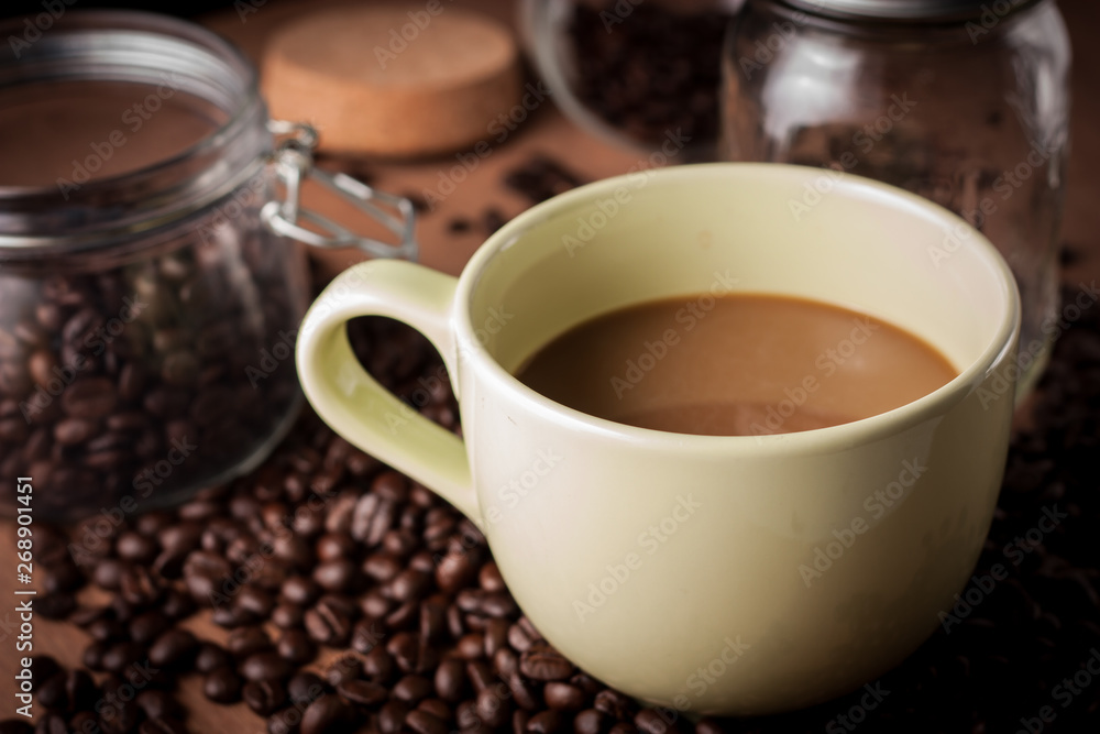 image of coffee cup on wood background image of coffee cup on wood background