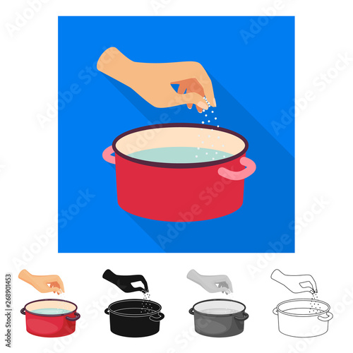 Vector design of casserole and water sign. Collection of casserole and arm stock symbol for web.