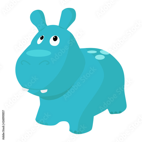 Toy behemoth vector icon on a white background. Animal toy illustration isolated on white. Baby hippopotamus realistic style design, designed for web and app. Eps 10.