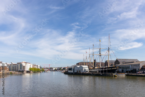 BRISTOL, UK - MAY 13 : View of the SS Great Britain in dry dock in Bristol on May 13, 2019. Unidentified people © philipbird123