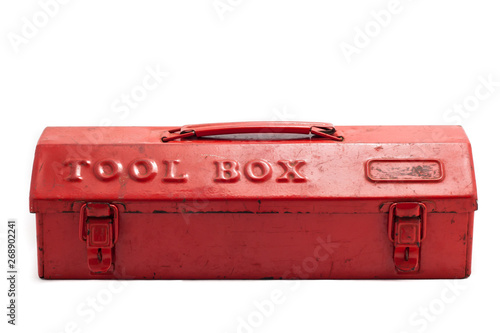 Red tool box on white background