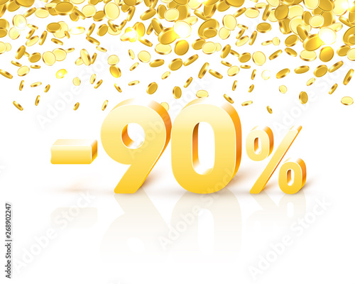 Big Discount, action with share discount percentage 90. Vector