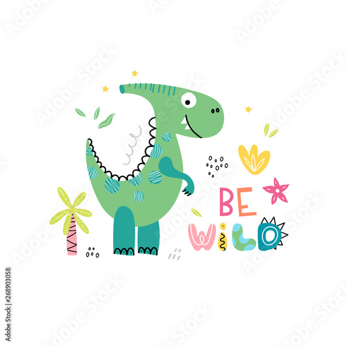 Funny dinosaur background for kids