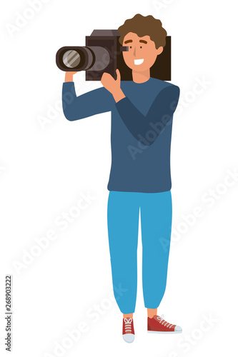 Man holding videocamera design