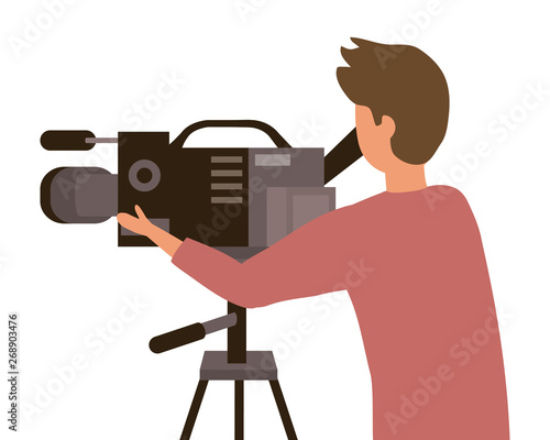 Man holding videocamera design