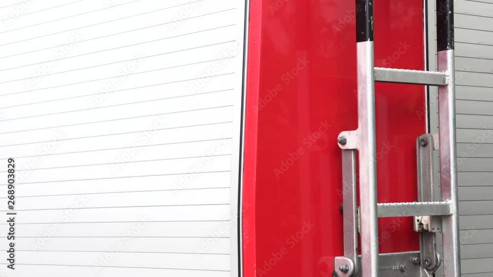 side of a red fire truck side of a red fire truck