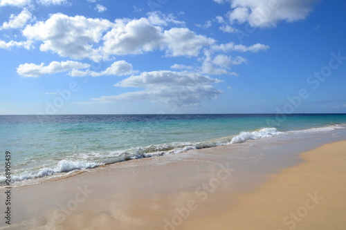 Fuerteventura beach. Morro Jable  Jandia beach  Jandia Palya . Beautiful sunny day  Canary Islands. Spain