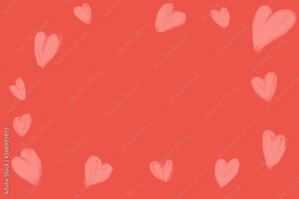Red background or a frame with hearts. Raster graphics. Red background or a frame with hearts. Raster graphics.