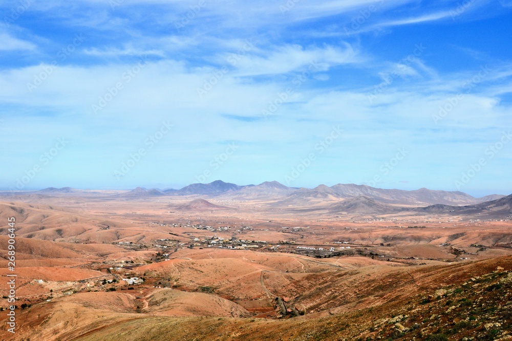 Picturesque landscape of the south-western part of Fuerteventura. Fuerteventura mountains. Wild areas of Fuerteventura, Canary Islands, Spain, Europe