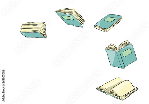 books vector background, set od books in different positions