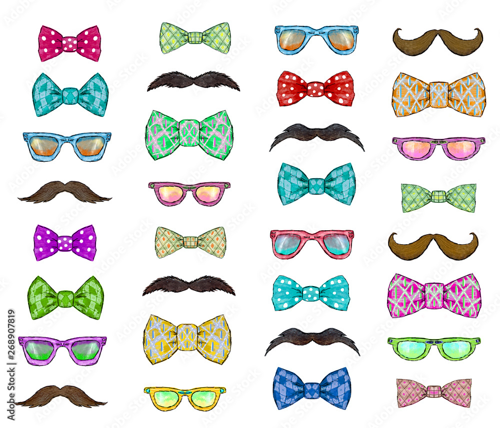 Father's day set with glasses, mustache, bow tie Father's day set with glasses, mustache, bow tie