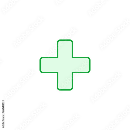 Green Cross hospital medical vector logo, sign or symbol. Vector illustration isolated on white background