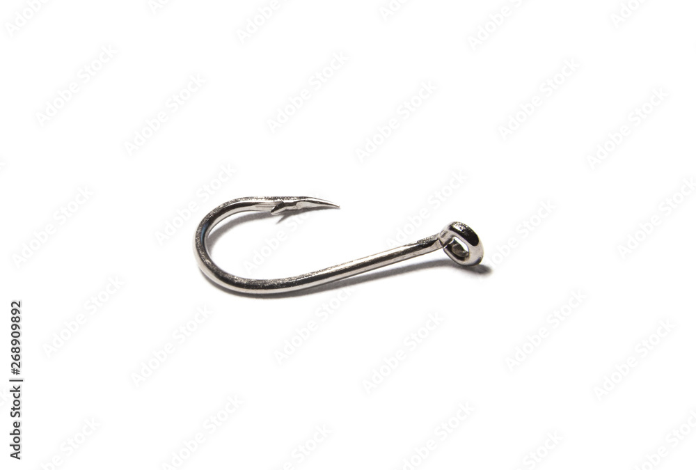Single fish hook isolated on white background Single fish hook isolated on white background
