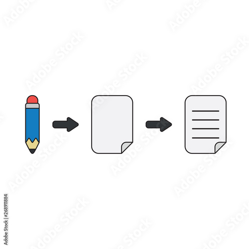 Vector icon concept of pencil with papers.