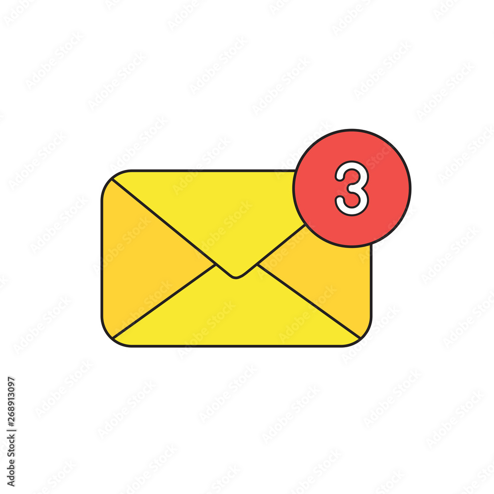 Vector icon concept of closed envelope with number three. Vector icon concept of closed envelope with number three.