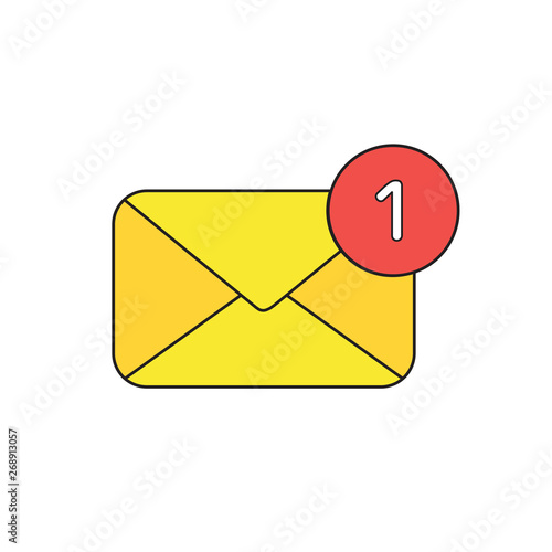 Vector icon concept of closed envelope with number one. © Emrah_Avci