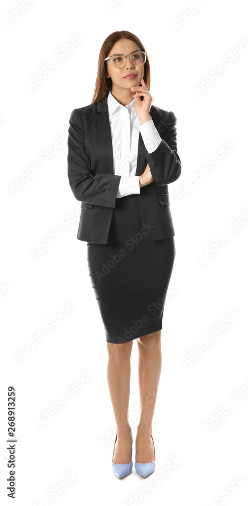 Full length portrait of businesswoman on white background Full length portrait of businesswoman on white background