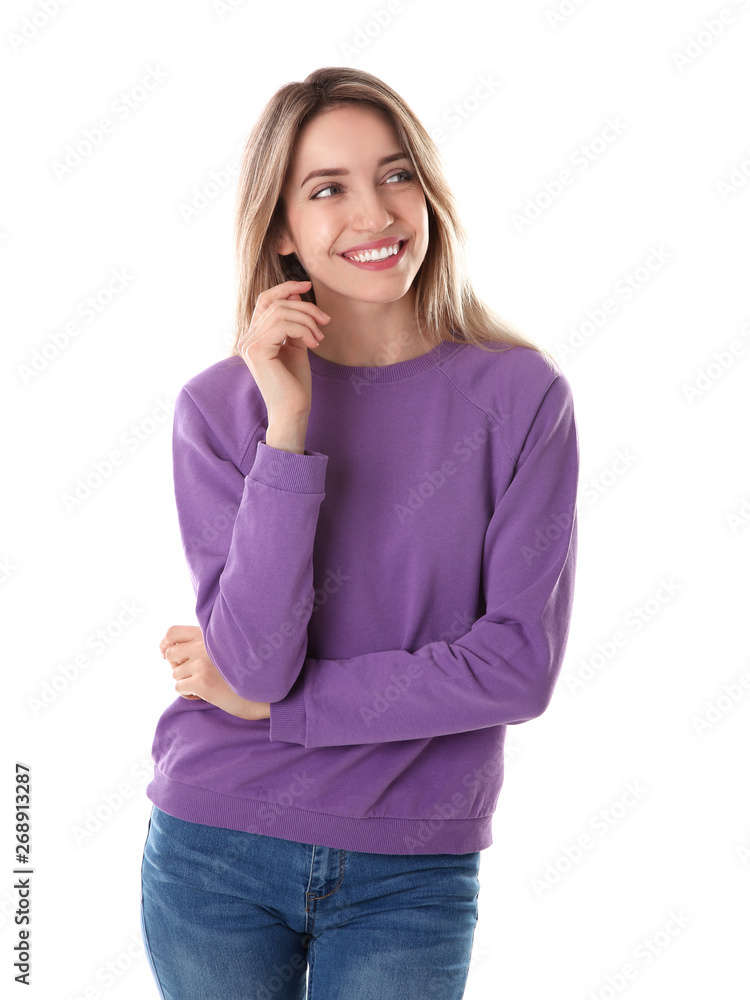 Portrait of pretty woman on white background Portrait of pretty woman on white background