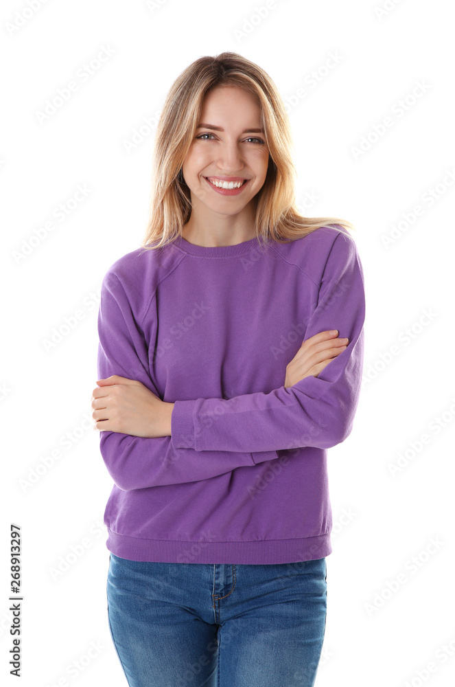 Portrait of pretty woman on white background Portrait of pretty woman on white background