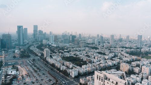 Aerial view on the city in summer