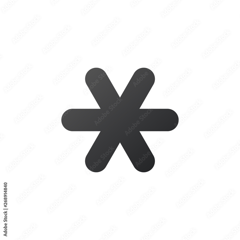 Text star or simple Snowflake icon. Vector illustration isolated on white background Text star or simple Snowflake icon. Vector illustration isolated on white background